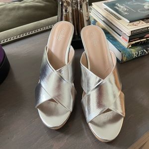 Charles David silver wedge sandal. Brand new.